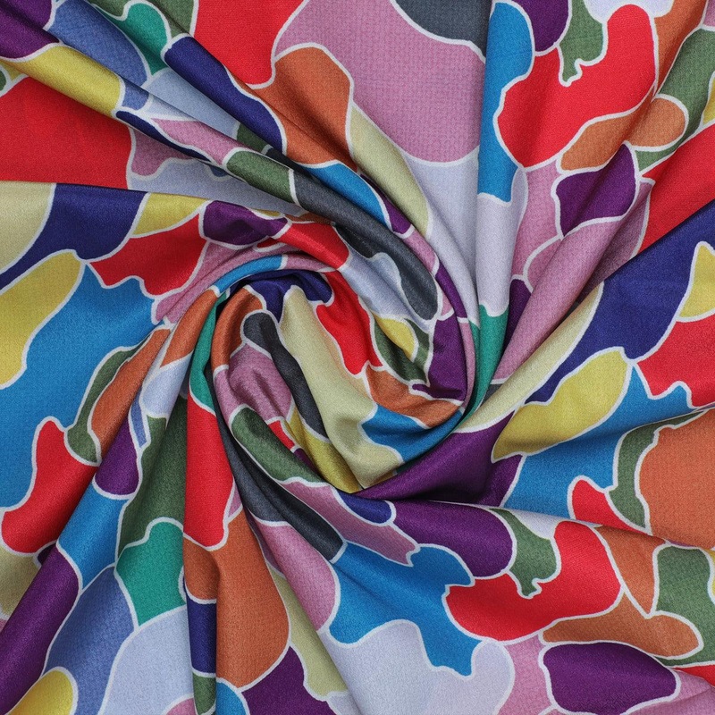 Colourful Marble Abstract Art Digital Printed Fabric - Silk Crepe