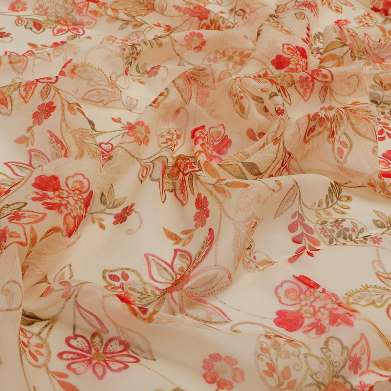 FAB VOGUE Studio Digital Printed Chiffon Fabric - Floral Print