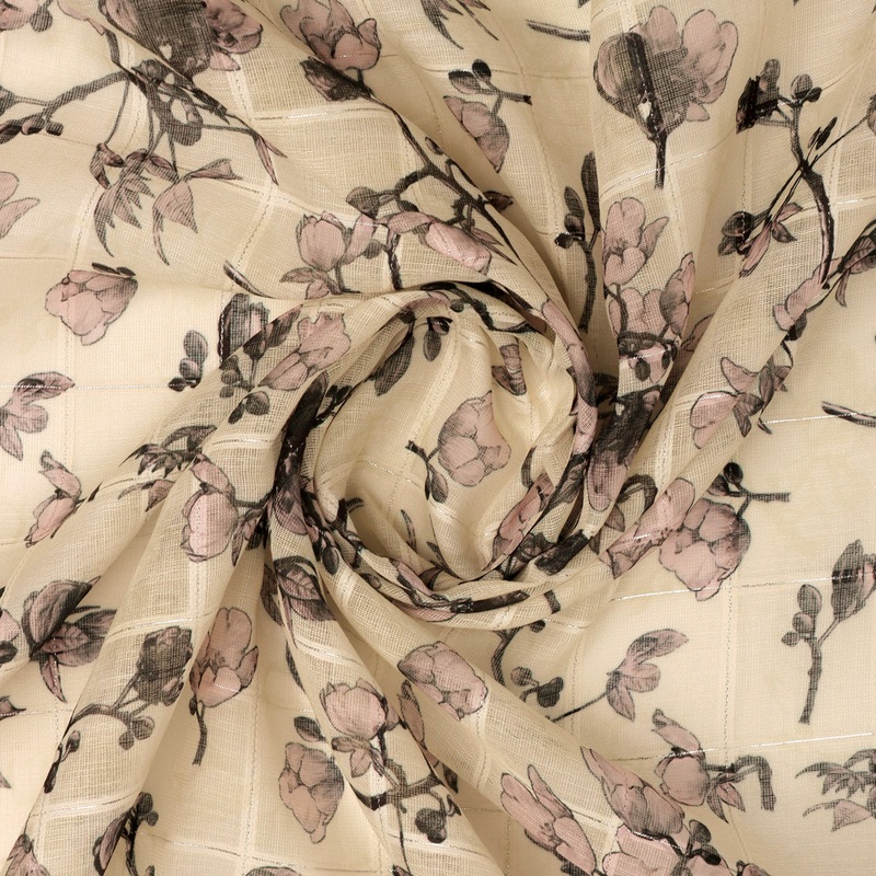 FAB VOGUE Studio Linen Look Digital Printed Polyester Fabric - Floral Pattern