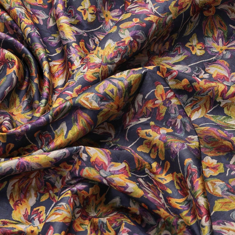Floral Printed Dola Silk Fabric
