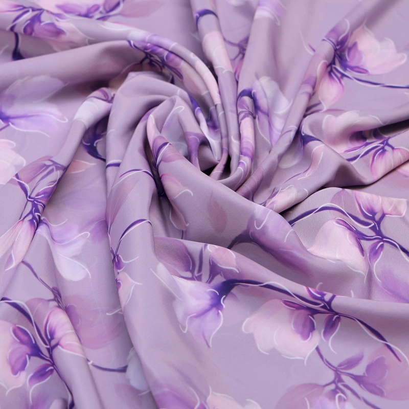 Light Purple Floral French Crepe