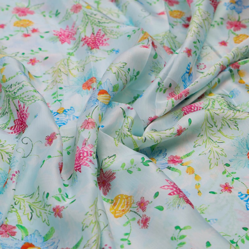 Linen Floral Printed Fabric