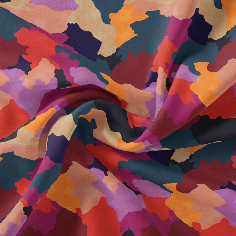 Morden Paint Of Art Multicolour Digital Printed Fabric - Pure Chinon