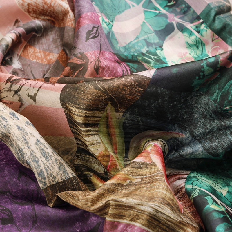 Multicolor Floral Printed Dola Silk Fabric