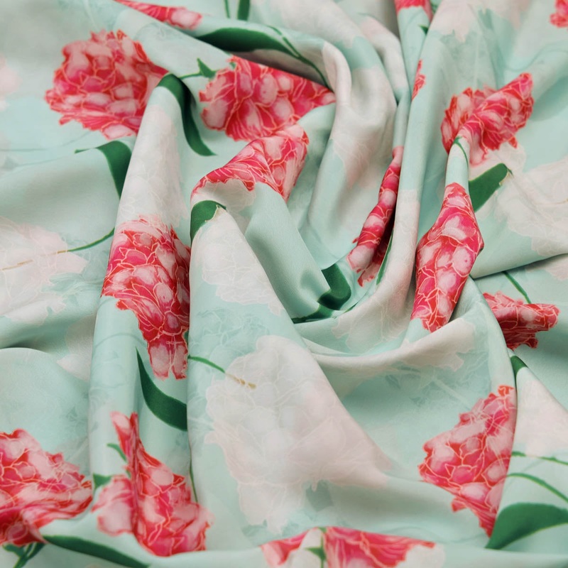 Peach Floral Crepe Fabric