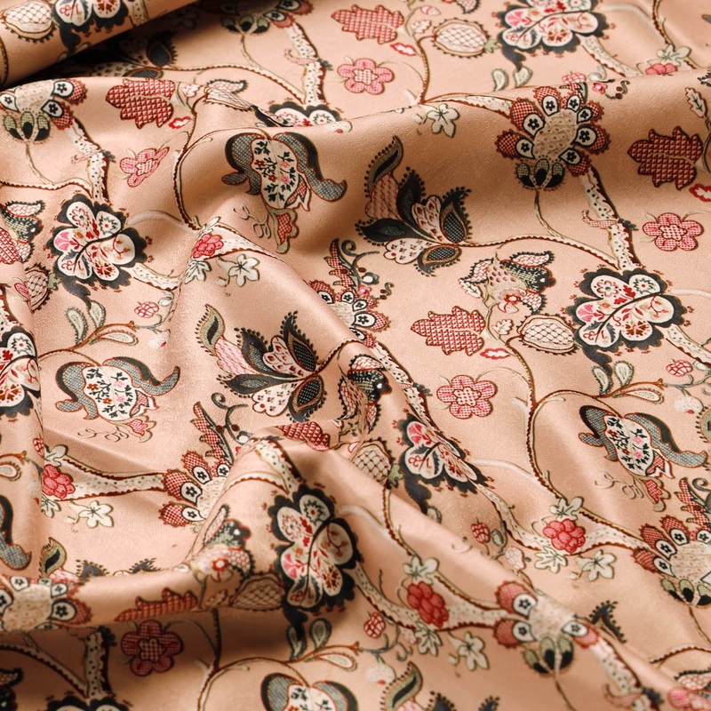 Pink Floral Satin Fabric