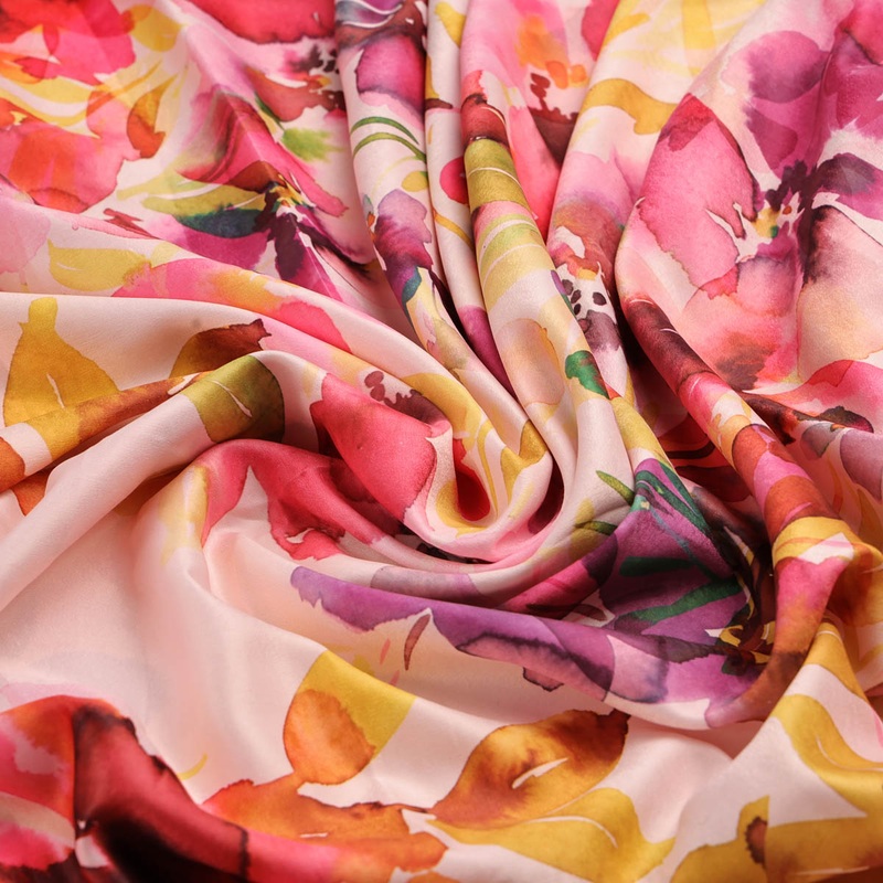 Pink Watercolor Floral Printed Fabric
