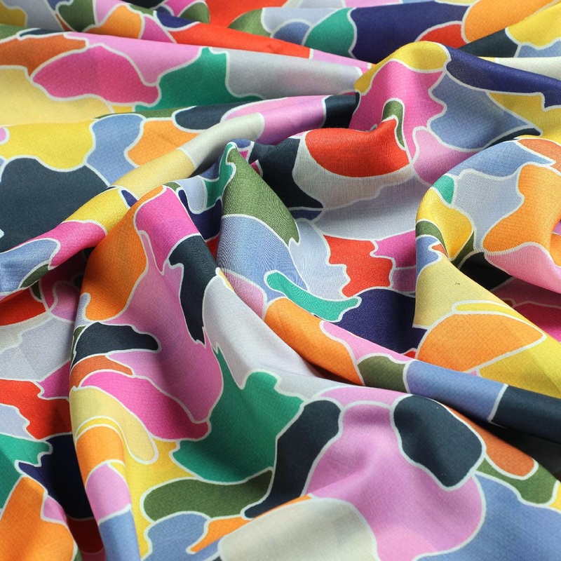 Seamless Rainbow Marble Art Digital Printed Fabric - Poly Muslin