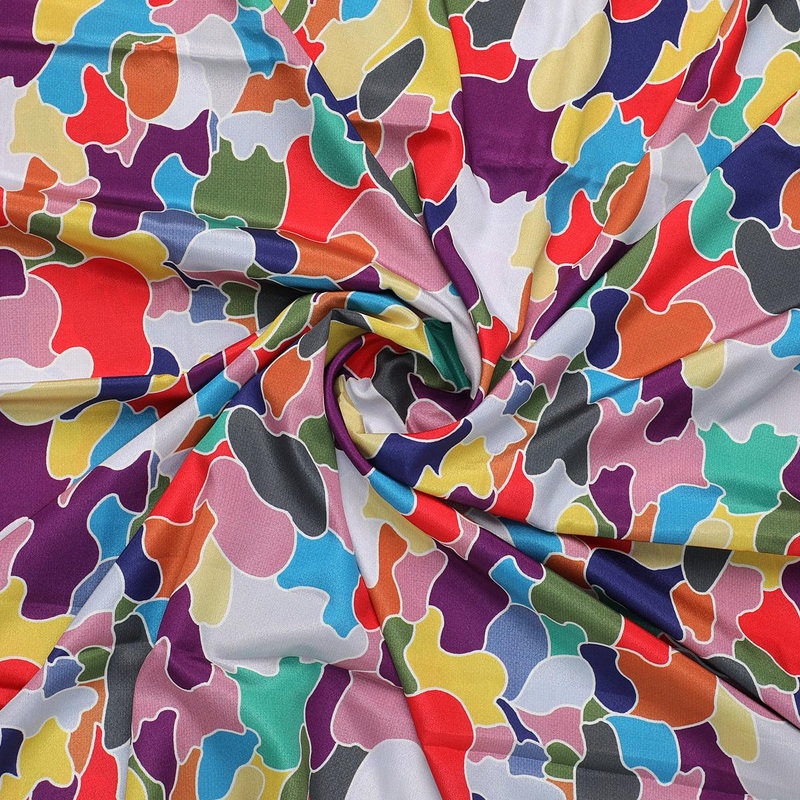 Seamless Rainbow Marble Art Digital Printed Fabric - Silk Crepe