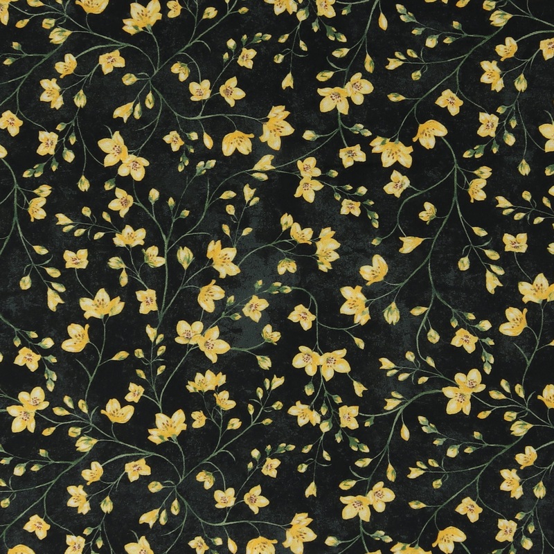 Windham Fabrics - Printed Cotton -TULIP FIELDS - 004 - Black