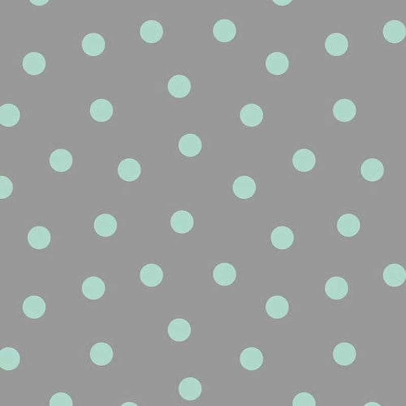 $5/yard Fresh Mint Gray with Green Dot