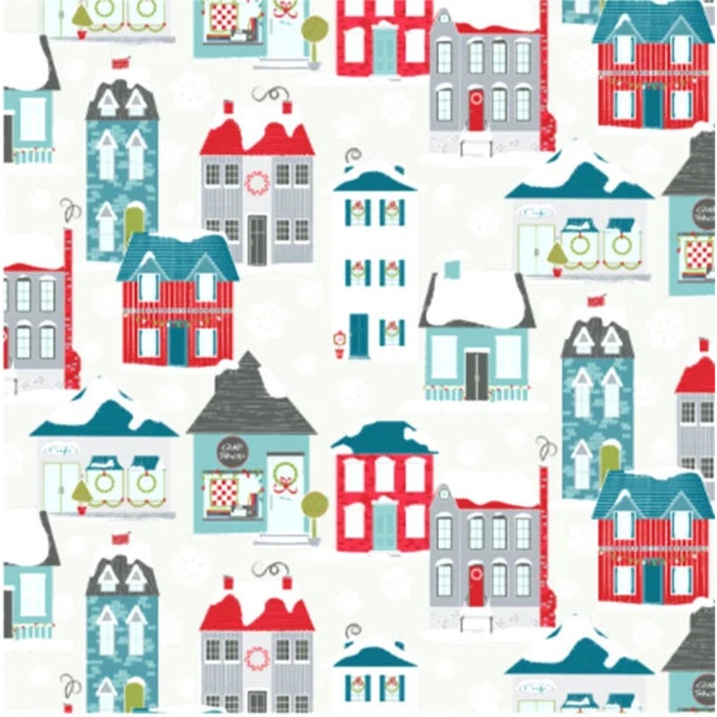 Benartex Heart and Home Home Town Village White 10321