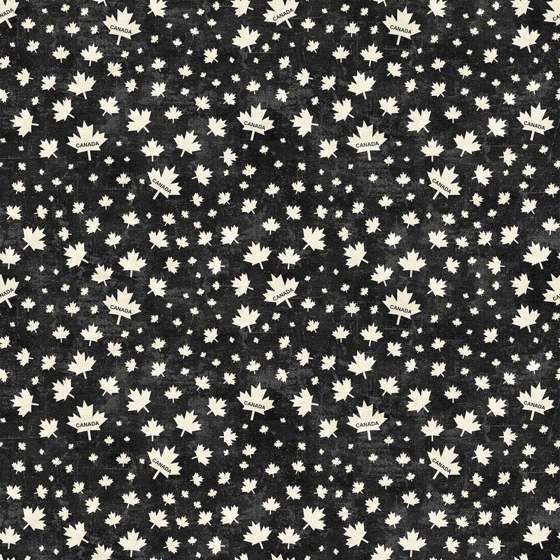 Canadian Classics 3 - Canada Leaf in Black Cream - Deborah Edwards - Northcott
