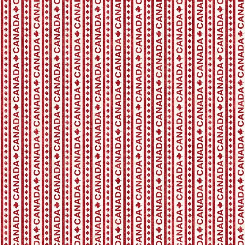 Canadian Classics 3 - Canada Stripe in Cream Red - Deborah Edwards - Northcott