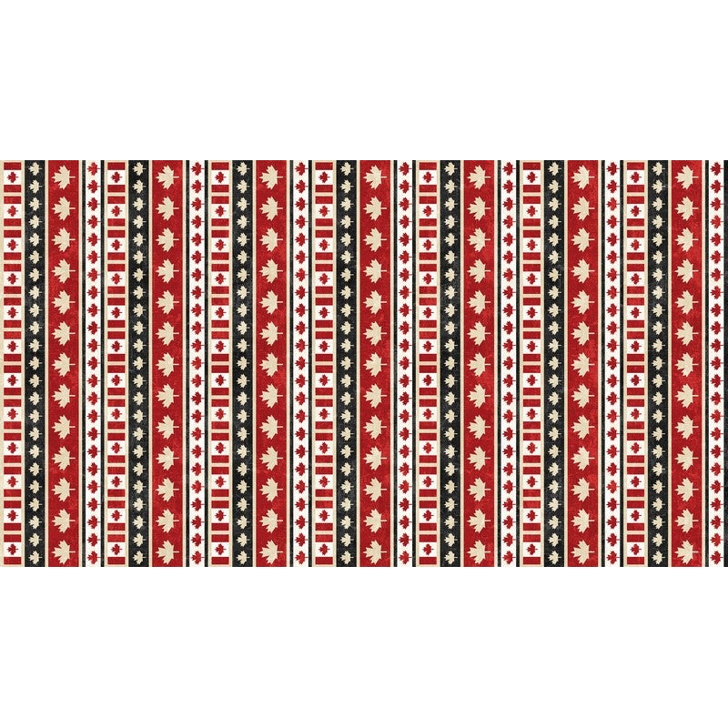 Canadian Classics 3 - Leaf Stripe in Red Multi - Deborah Edwards - Northcott