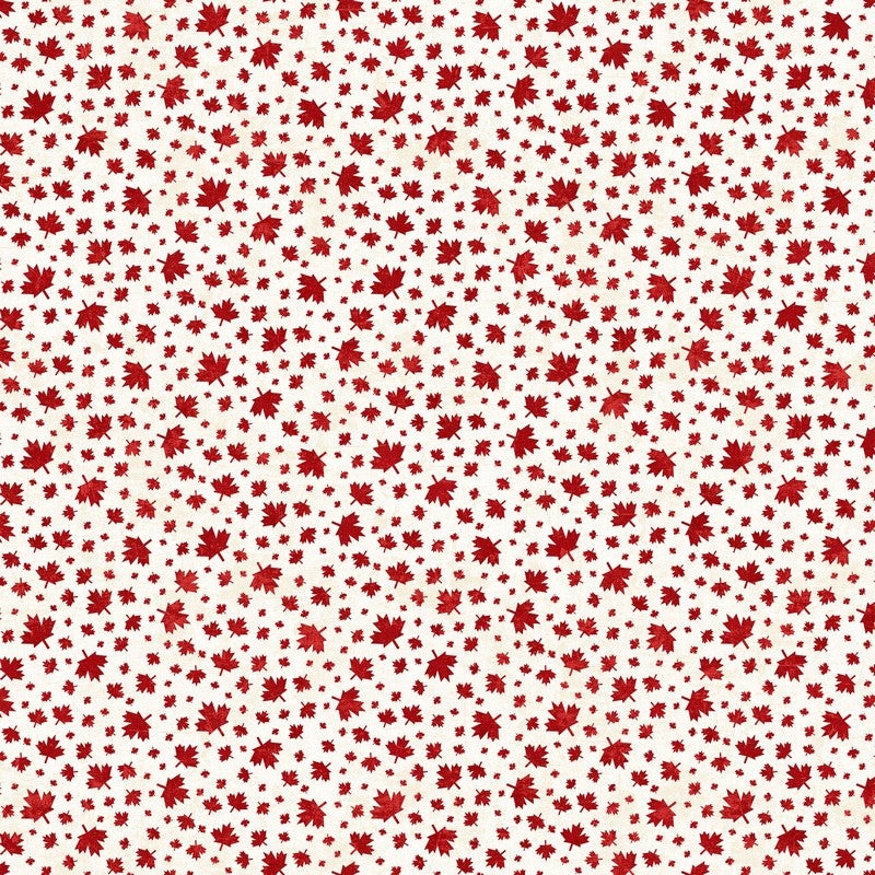 Canadian Classics 3 - Leaf Toss in Cream Red - Deborah Edwards - Northcott