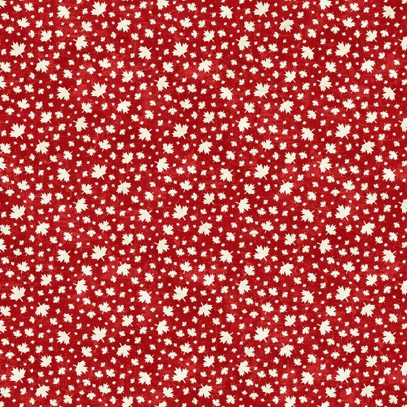 Canadian Classics 3 - Leaf Toss in Red Cream - Deborah Edwards - Northcott