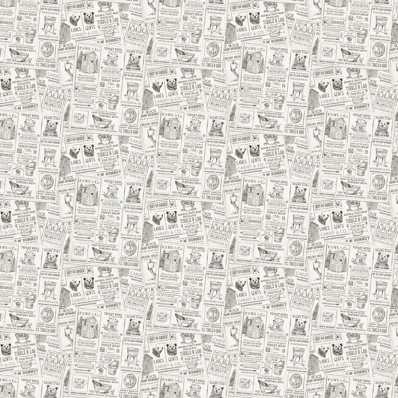 Bear Necessities - Bear News in Cream - Deborah Edwards - Northcott