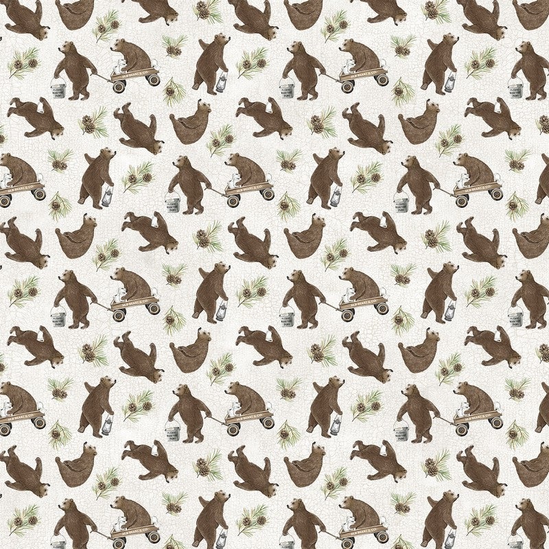 Bear Necessities - Bear Toss in Cream Multi - Deborah Edwards - Northcott