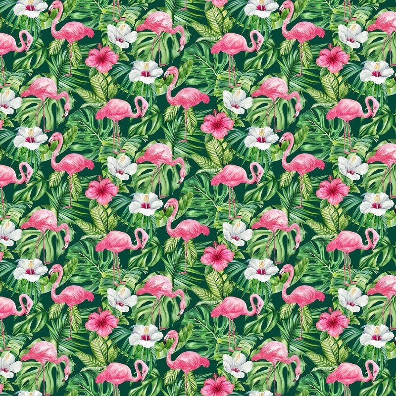 Coastal Breeze - Flamingo Flowers in White Multi - Northcott