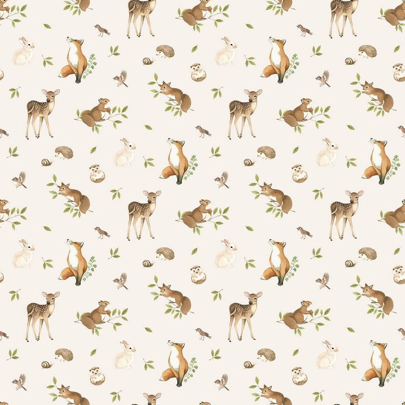 Woodland Heart - Animals in Cream Multi - Deborah Edwards & Kathryn Christenson - Northcott