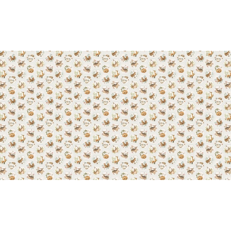Woodland Heart - Hexie in Cream Multi - Deborah Edwards & Kathryn Christenson - Northcott