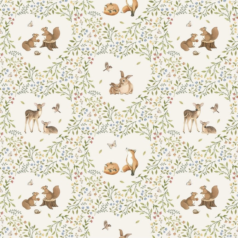 Woodland Heart - Main in Cream Multi - Deborah Edwards & Kathryn Christenson - Northcott