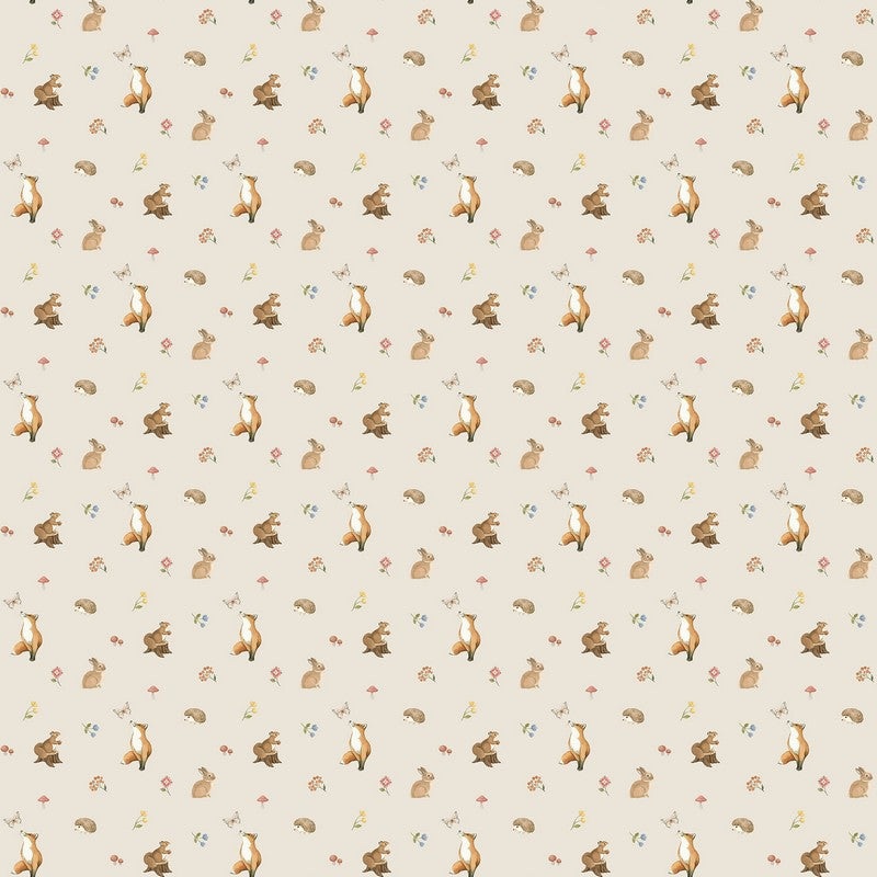 Woodland Heart - Mini Animals in Beige Multi - Deborah Edwards & Kathryn Christenson - Northcott