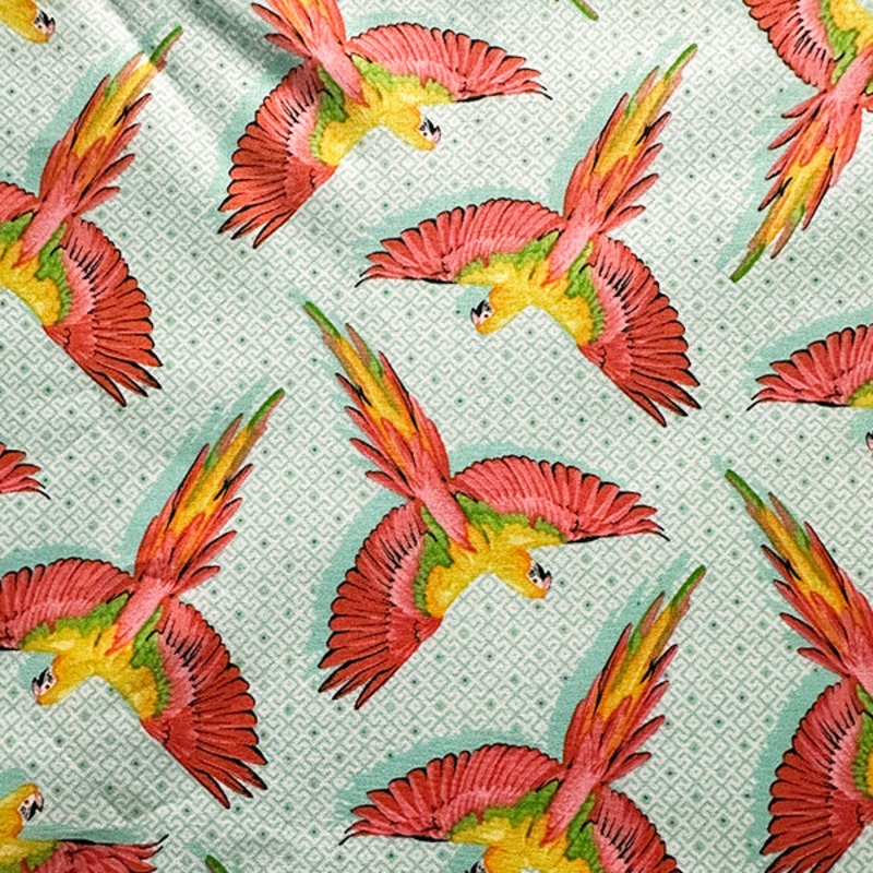 Aqua Multi Parrot Print Tula Pink Quilting Print Cotton Fabric