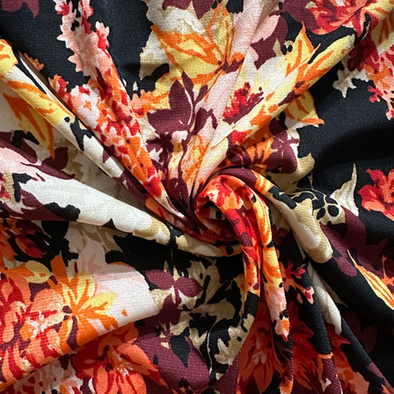 Beige Multi Floral Print ITY Jersey Knit Fabric
