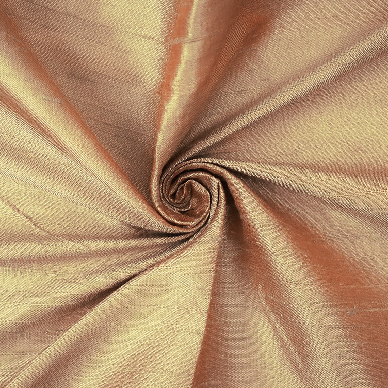 Beige-Orange Silk Iridescent Dupioni Woven Fabric