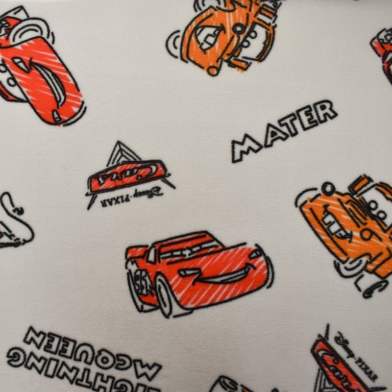 White-Multi Poly Disney Cars Classic Print Double Sided Fleece Knit Fabric
