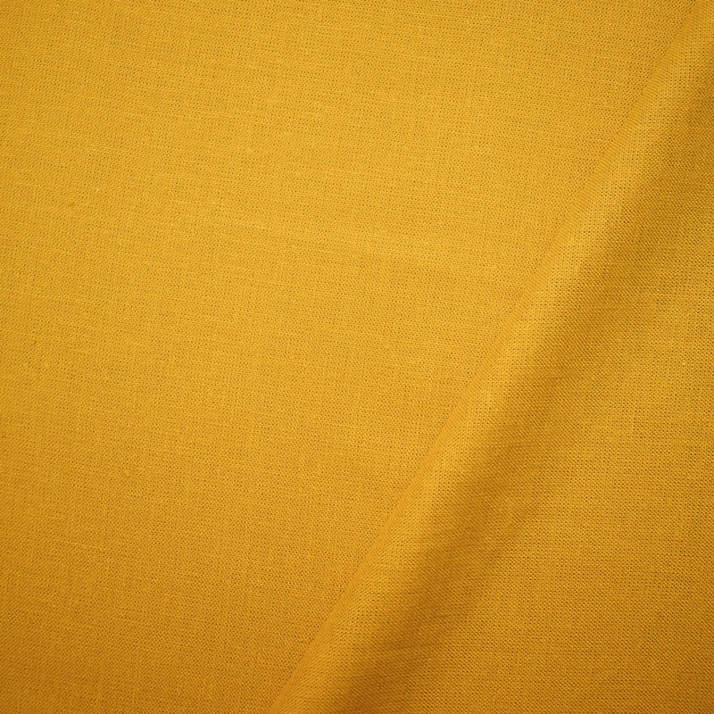 Yellow Viscose-Linen Solid Linen Look Woven Fabric