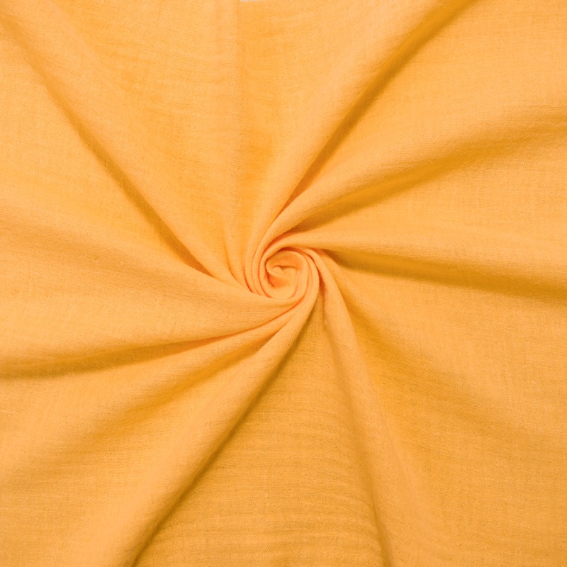 Yellow Cotton Crinkled Solid Double Gauze Woven Fabric