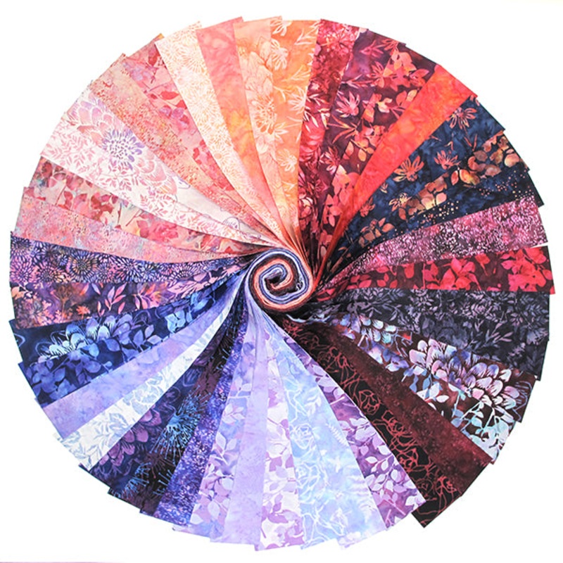 Hoffman Batik Quilt Fabric - Bali Pop in Blooms (Pink/Purple) - set of 40 2 1/2" strips - BP 562-BLOOMS