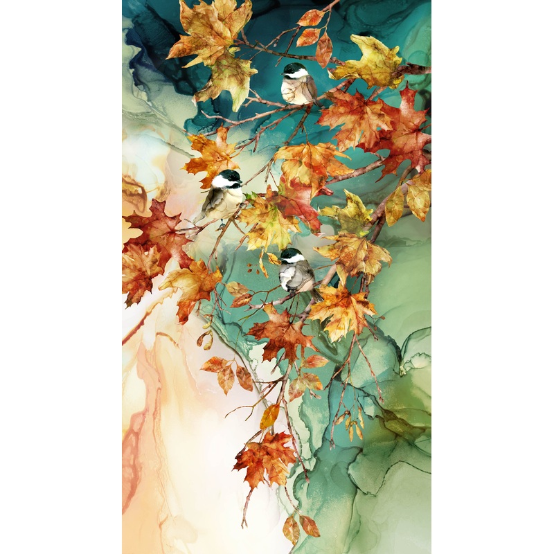 P387 - Autumn Breeze Quilt Fabric - Panel in Teal/Multi - DP28055-66 - SOLD AS A 24" PANEL