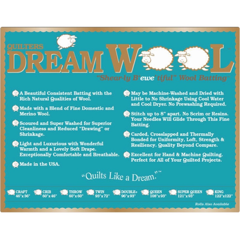 QD Quilters Dream Wool Batting WOOLK - King