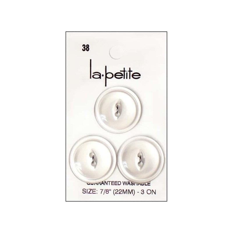 BLC La Petite Buttons White 7/8" - 3 Count