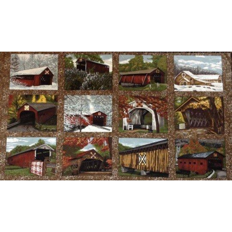 TROY Barns & Bridges Panel TRO-1800 - Cotton Fabric