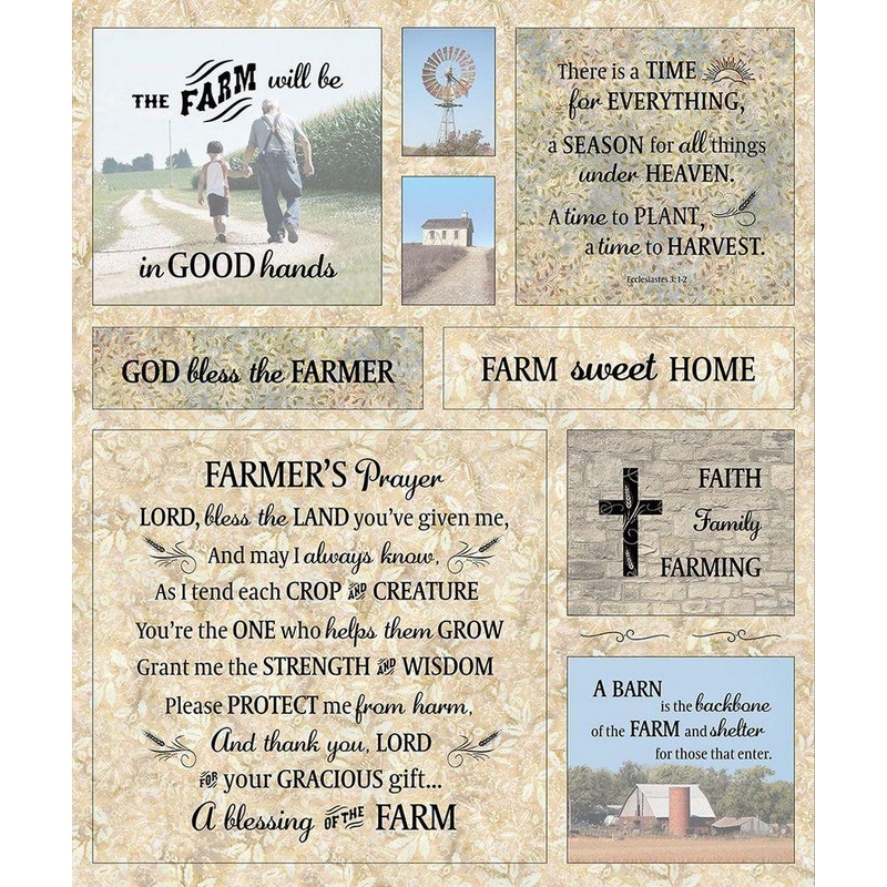 TT Farm Sweet Home 36" Panel - CD3610-WHEAT - Cotton Fabric