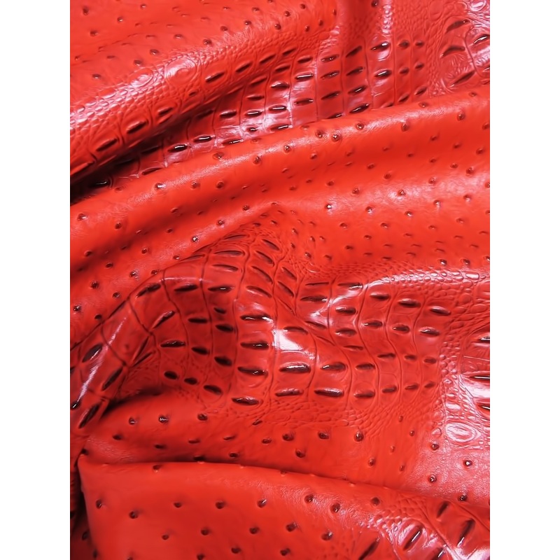 Carnage Red Mutant Ostrich Gator Embossed Vinyl Fabric / Sold By The Yard